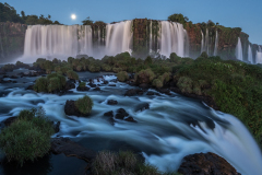 full moon over Iguacu falls