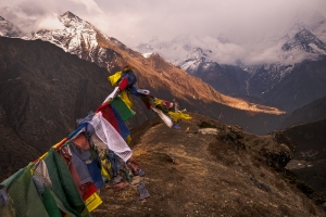 prayer flags are flying in the wind